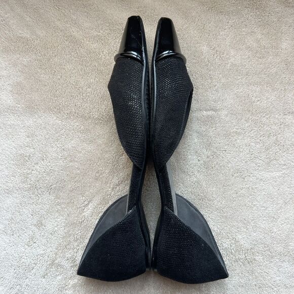 Stuart Weitzman Black Patent Leather Pointed Cap Toe D'Orsay Flat Shoes Women 6 - Picture 5 of 16